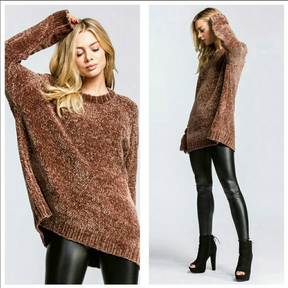 Mochaccino chenille sweater in small, med, large